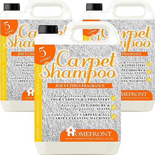 Homefront Carpet Shampoo - Deeply Cleans Carpets to Remove Stains and Odours - Suitable for all Carpet Cleaning Machines - Citrus Fragrance (15 Litres)