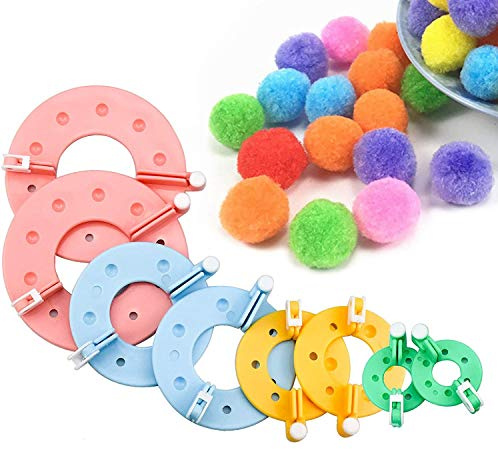 8 pezzi Pompom Maker, 4 misure per creare pompon e lanugine, ferri per lavori a maglia, kit fai da te