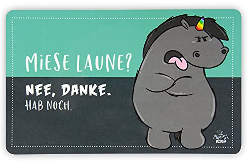 Pummel & Friends Brettchen - Grummeleinhorn - Miese Laune? Nee, danke. Hab noch. Frühstücksbrettchen aus Resopal 23,5 x 14,5 cm