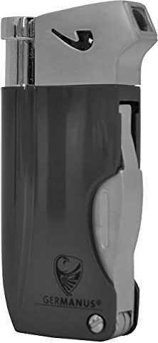 GERMANUS Feuerzeug für Pfeifen Werner in Grau für Kerzen