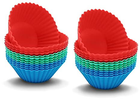 EUROXANTY Moules à Muffin en Silicone | Moules individuels en Silicone de Qualité alimentaire | mini-Moules en Silicone antiadhésive | Moules à Cupcake résistants à la Chaleur | 24 Pièces