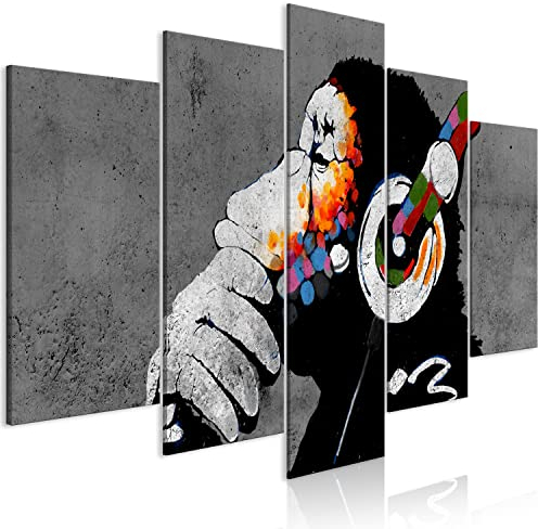 murando Acrylglasbild Banksy 200x100 cm 5 Teilig Wandbild auf Acryl Glasbilder Kunstdruck Moderne Acrylglas Platte Wanddekoration Geschenke Heimdekoration Glasbild Monkey DJ AFFE g-A-0288-k-m
