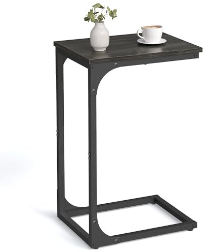 VASAGLE C-Shaped End Table, Small Sofa Side Table with Metal Frame