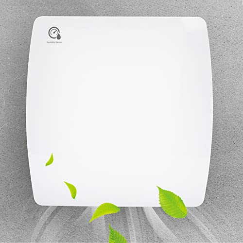 Randaco Ventilateur extracteur d’air silencieux 100mm avec capteur d'humidité, temps de fonctionnement réglable, avec ventilateur mural temporisé, pour salle de bain, WC, cuisine, blanc