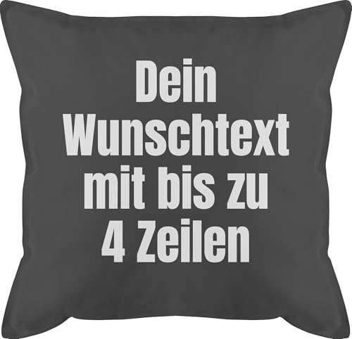 Kissen 50x50 Namen - Aufdruck selbst gestalten - Wunschtext - 50 x 50 cm - Grau - personalisierte mit Text Kissenbezug personalisiert 4 zeilen with Pillow Bedrucken Lassen Schrift personalisierter