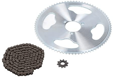 AMONIDA Kit de Chaîne et de Pignon, 80T 10T Acier Ensemble de Chaîne de Pignon Léger de Transmission de Puissance Maximale pour Moteur 1020, Vélos de Route, Scooters, VTT