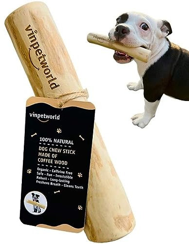 VINPETWORLD Coffee Wood Dog Chew Toy | 100% Natural from Vietnam Forest (R) | Safe and Long-Lasting Real Coffee Wood | for Your Smart Dogs - Size M