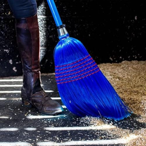 Red Gorilla Deluxe Large Traditional Corn Style Broom in Blue with Polypropylene Bristles Outdoor or Indoor Sweeping Brush for Yard Stable Garden Aluminium Handle 1.6m
