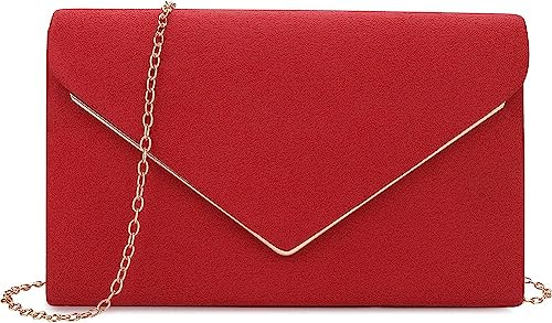 BBjinronjy Clutch Für Hochzeit Kettentasche Damen, handtaschen damen klein,elegant Samt Clutch Umschlag Crossbody Klassisch Tasche Abendtasche Hochzeit (Rot)
