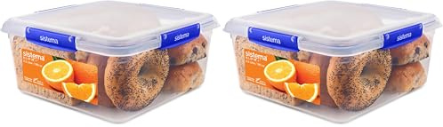 Sistema KLIP IT PLUS Food Storage Container | 5.5 L Square | Stackable & Airtight Fridge/Freezer Food Boxes with Lids | Recyclable with TerraCycle® | BPA-Free Plastic, Clear (Pack of 2)