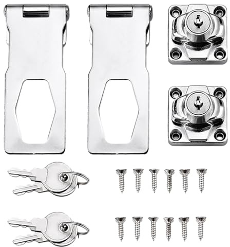 2 Packs 2.5inch Keyed Hasp Locks Door Lock Hasps with Key Screws Zinc Alloy Cabinet Door Lock 180 Degree Double-Door Cabinets Durable Shed Lock for Bathrooms Kitchens Hotels (Zinc Alloy)