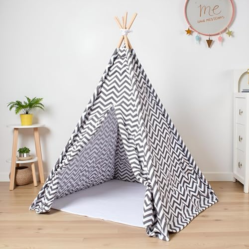 Benebomo Teepee Zelt für Kinder,Faltbares Kinderzelt,Spielzelt,Tipi Kinderzelt,Indien Wigwam Zelt Garten Indoor Outdoor,Geschenk Spielhaus für Kinder (Streifen)
