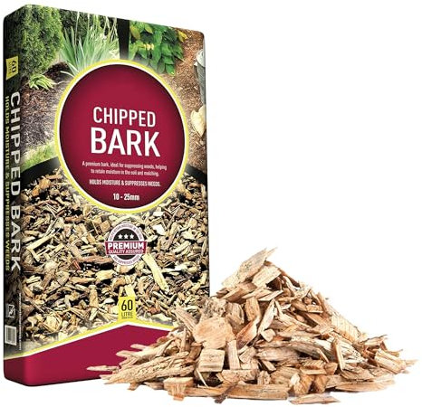 60 Litres Outdoor Wood Chipped Decorative & Landscape Bark Chippings For Gardens & Paths (1 Bag (60 Litre))