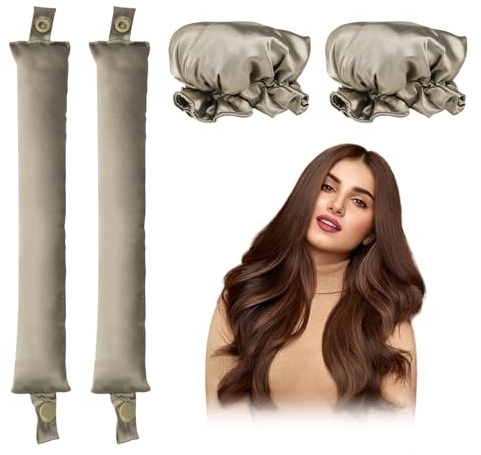 2 Stück Bun Bons, Haar Locken Ohne Hitze, Heatless Curls Band, Lockenwickler Über Nacht, Haarband Locken Über Nacht, Overnight Curls, Haarnudel Groß Dickes Haar, Lockenwickler Ohne Hitze (grau, L)