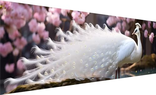 Diamond Painting, Diamant Painting Bilder Pfau, DIY Diamant Kunst Malerei Stickerei Set, Diamant Malen nach Zahlen Erwachsene, Blume Diamond Painting Set für Zimmer Wanddeko und Geschenk 210x70cm Z-8