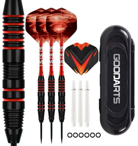 HRLORK Juego de dardos de plástico con punta de acero rojo de aluminio con 3 tallos de repuesto, 3 paquetes