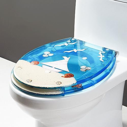 Abattant WC à paillettes avec fermeture douce et couvercle décoratif en résine transparente – Décoration de salle de bain moderne avec charnières – Design fantaisie
