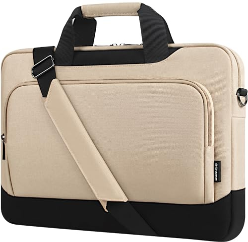 DOMISO 13.5-14 Pouces Sacoche pour Ordinateur Portable avec Bandoulière Compatible avec MSI Prestige 14/Asus Chromebook/Dell Latitude/HP ProBook/MacBook/Acer Swift 3,Beige