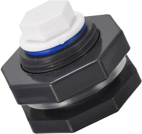 MACHSWON PVC Bulkhead Tank Adapter with White Plug Fitting G3/4 Thread for Rain Barrels Water Tank Aquariums Ponds 1 Set