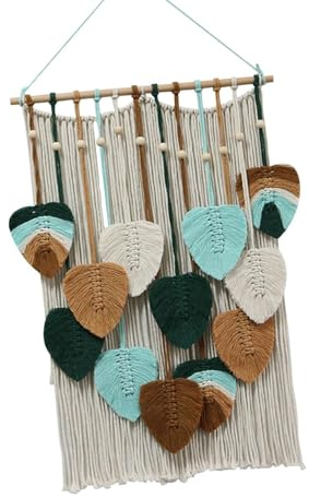 Decoración de pared de macramé bohemio - Tapiz tejido de hoja de arte