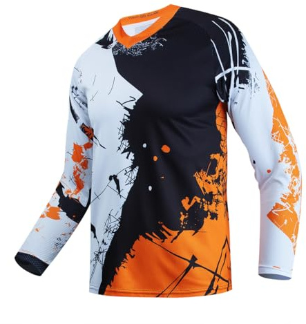 PSPORT Maillot de vélo tout-terrain pour jeunes, maillot de VTT à manches longues pour enfants, maillots de descente pour moto, motocross, BMX, moto MX, course tout-terrain, 14 ans