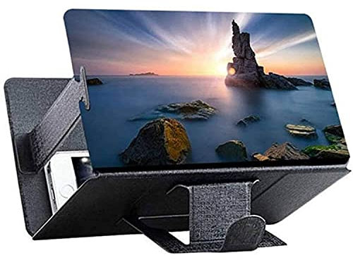 Amplificador de Pantalla HD de 8 para teléfono móvil, Amplificador de películas 3D, Soporte Plegable para Smartphones, Cuero sintético, Color Negro. Ideal para Leer y Ver Contenido en línea.