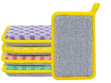 Esponjas Cocina Estropajos de Limpieza, Doble Cara Microfibra Que no Raya, Lavables Reutilizables Esponjas para Fregar Platos sin arañazos raspadoras y Suaves