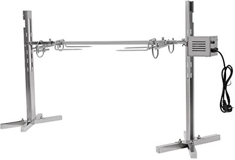 DCSYOG BBQ Edelstahl Spanferkelgrill mit Motor, elektrisches BBQ Drehspieß Grill Set höhenverstellbarer Grillspieß Set 40 kg Tragkraft Spießgrill für Spanferkel und Lämmer