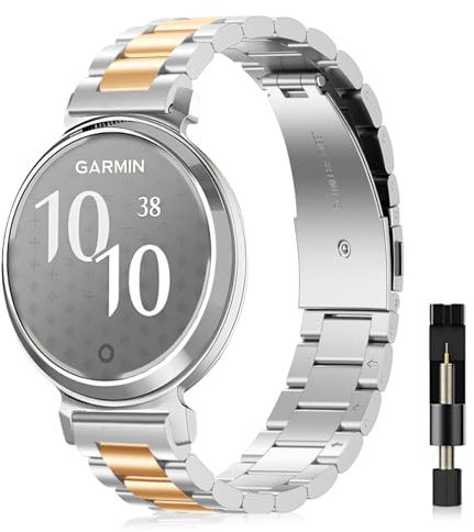 YealRed Armband kompatibel mit Garmin Lily 2 Active/ 2 Classic, mit Schnellverschluss, Schön, Bequem und Langlebig, Damen Metall-Ersatzband für Garmin Lily 2 Sport/ 2 (Silber+Roségold)