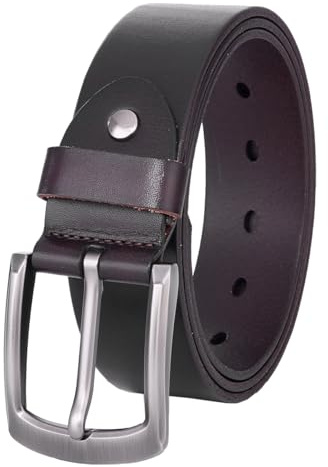 TOPBELT Cintura Uomo Cinta Pelle Cuoio Cinture Jeans Casuale Lavoro 3.8cm con Confezione Regalo (Marrone, Vita 36W-39W=Totale 115cm)