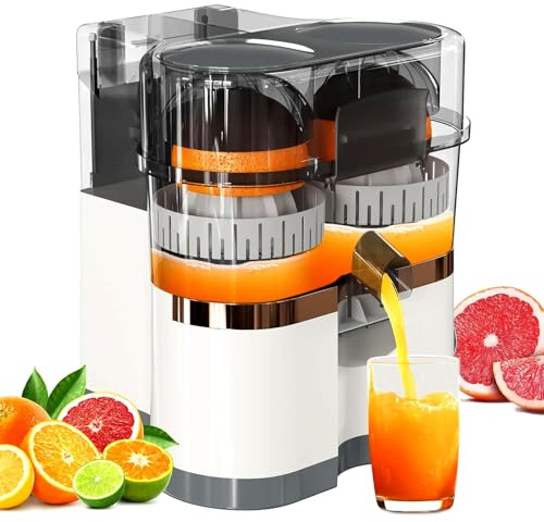 Exprimidor eléctrico de doble cabeza, exprimidor portátil de cítricos de prensa en frío para limón, naranja, pomelo, extracción eficiente de jugo doméstico