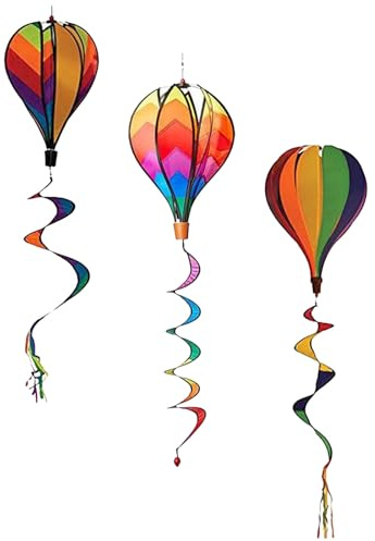 Spirale Montgolfière 3pcs Décoration Suspendue PVC de Jardin | Montgolfière Decoration, Extérieur Ballon à Air Chaud Spirale, Girouettes Décoratives