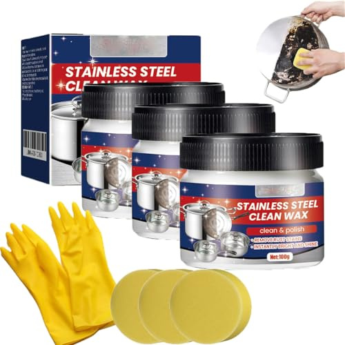 Stainless Steel Scratch Remover for Appliances, 2025 New Multi-Purpose Scratch Remover Cleaning Paste for Oven, Sink, Fridge & Cookware, Cleans Grease, Scuffs & Restores Shine (3)