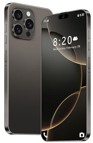 ULUCAN Smartphone I16Pro Max, 16 GB 1 TB, schermo intero da 7,3 pollici, telefono versione globale 4G/5G, sensore di gravità impermeabile, Android 14.0, batteria a lunga durata da 8000 mAh,Black-1TB