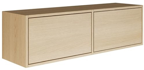 Selsey TV Lowboard - Lindberg Oak Colour Modern TV Chest of Drawers 100 x 30 x 30 cm (W x D x H) TV Base Cabinet for Living Room Cabinet with Flaps Push to Open Lowboard Hanging TV Cabinet Wall