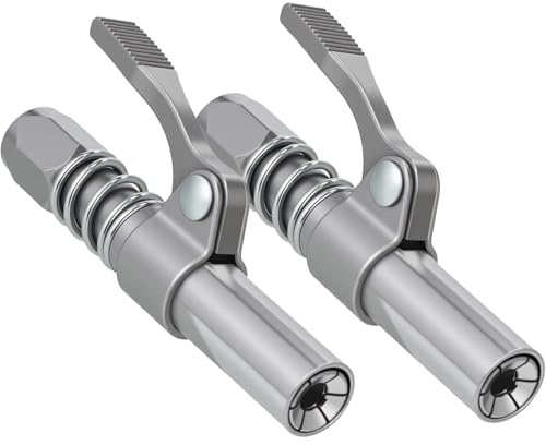 Solryn 2 Stück Fettpresse Mundstück, Schnellkupplung Fettpressenkupplung mit 6-Backen-Verriegelung, Fettpresse-Adapter mit Einhandbedienung für 1/8 NPT SAE Metrische Schmiernippel