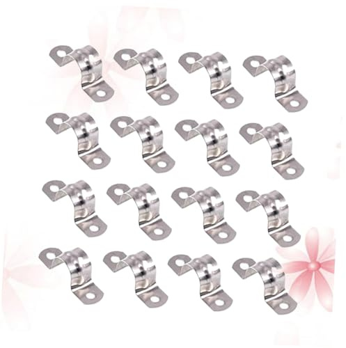 ELAYARD 30pcs Stainless Steel U-Shape Double Hole Pipe Clamps Fixed Clasp Rings for Automotive Industrial Boat Use and Easy to Install