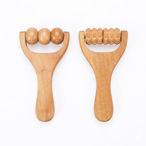 Holz Faszienrolle & Narbenroller, Zweiteiliger Ergonomischer Massageroller Aus Holz, Klein & Handlich, Geeignet Für Die Anwendung Am Gesicht, Körper Und Beinen