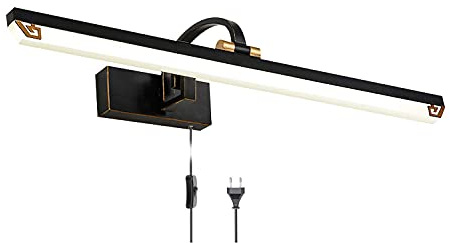 LED-Badezimmer-Spiegelleuchte mit Stecker und Kabel, IP44, Vintage-Badezimmer-Wandlampe mit Schalter, schwarze Spiegel-Frontleuchte, Badezimmer-Schrankleuchte, 4000 K, Make-up-Licht für Schminktisch,