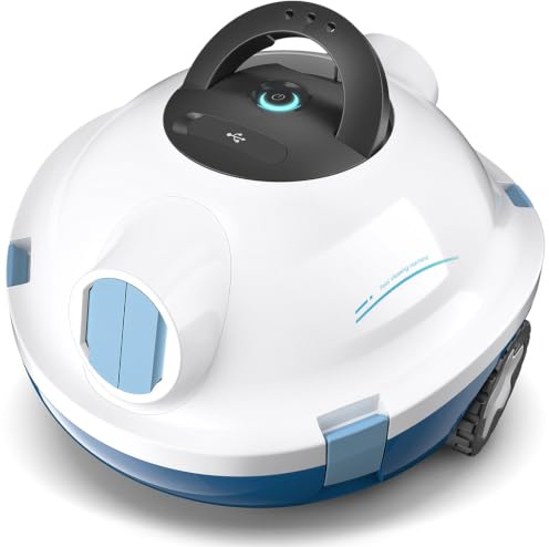 Bocxi Poolroboter, kabelloser Poolsauger, Schnurloser Roboter-Poolreiniger, automatischer, leistungsstarker Poolsauger, 130 Minuten Laufzeit, selbstparkend, ideal für Flache Böden bis 110 m²(Weiß)