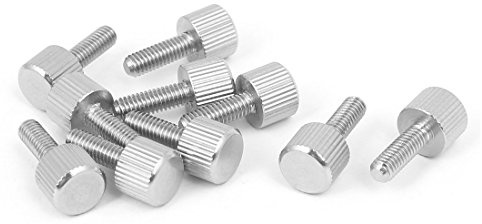 sourcing map 10pcs Computer PC Deckel Edelstahl Eben Kopf gerändelt Daumenschraube M4 x 12mm