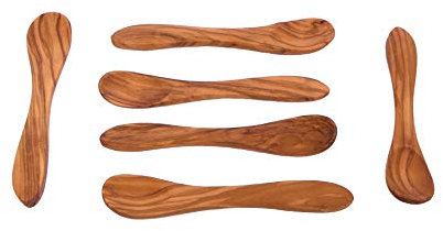 Eierlöffel-Set, 12 cm, Olivenholz, kleine Löffel, Holzlöffel, Eislöffel, Holzlöffel, 6 Stück