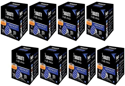 Bialetti Midnight Lot de 128 capsules d'expresso goût délicat 50 % caféine