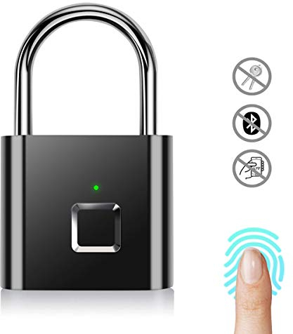 AICase Cadenas à Empreintes Digitales, Serrure Rechargeable USB de sécurité Keyless de Sécurité Imperméable d'IP67 pour Utilisation en Intérieur Et en Plein Air