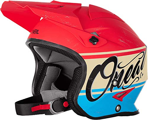 O'NEAL Slat Helmet Motorradhelm Herren Damen I Enduro Street Adventure I Fieberglas Jethelm mit waschbarem Innenfutter I I Rot Blau I Größe S