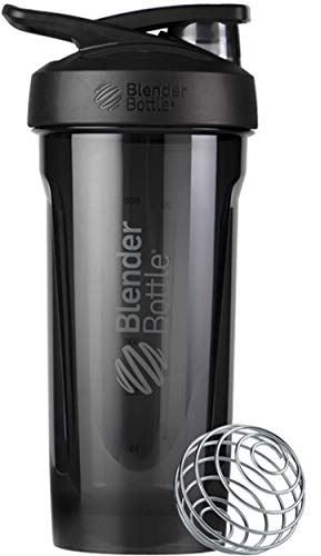 BlenderBottle Strada Tritan Shaker Bottle with Locking Lid, 28-Ounce, Black