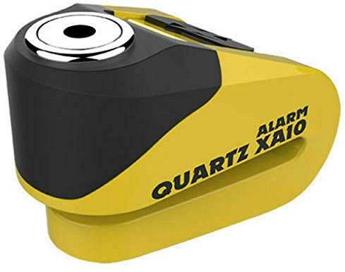 Oxford Motorcycle Disc Lock with Alarm Quartz XA10 Motorbike 10mm pin Motorbike Scooter Brake Disc Lock Anti Theft Bike Security - Yellow/Black