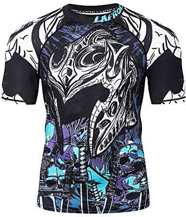 LAFROI kortärmad UPF 50+ baslager prestanda kompression tröja utslag vakt-CLY08 Commander Size XL