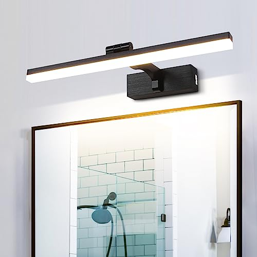 MantoLite LED Température de Couleur Réglable Applique Murale pour Tableaux et Vitrines, 40CM 8W Noir Brossée Lampes de Lecture Miroir Éclairage de Salle de Bain Avec Bras réglable 3000K/4500K/6000K