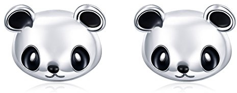 Qings Panda örhängen dam – djur örhängen för kvinnor flickor, djur örhängen 925 sterlingsilver, Sterlingsilver, Kubisk zirkonia